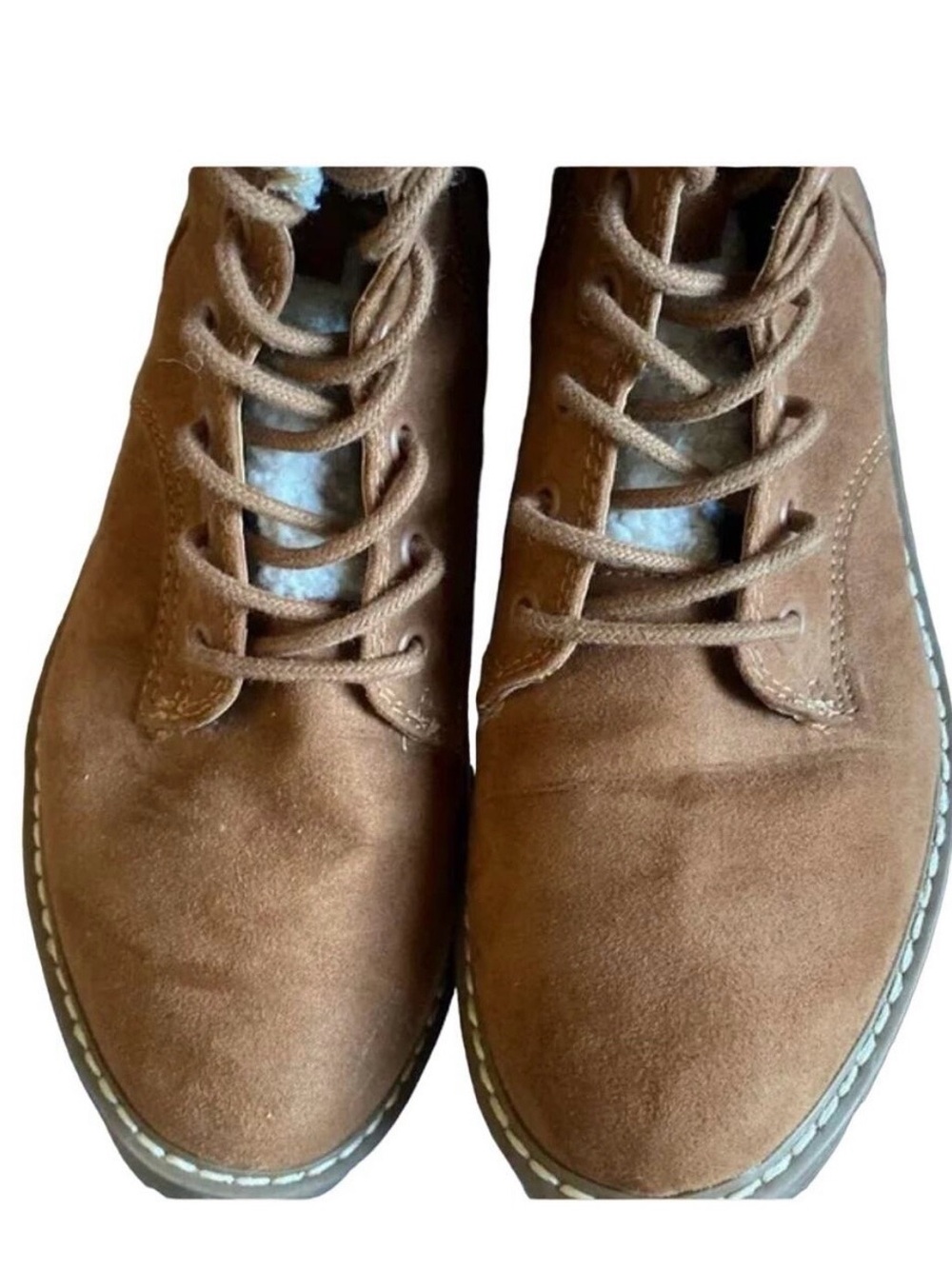 Universal Thread Brown Lace-Up Faux-Shearling Ankle Boots - Picture 3 of 5